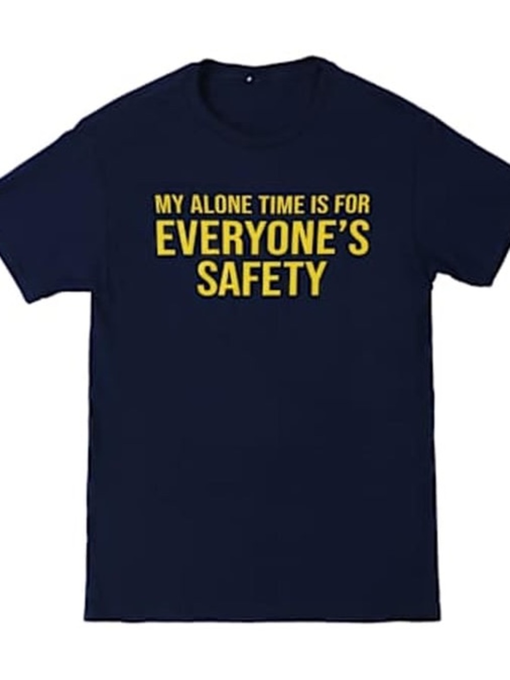Unisex Navy Graphic Tee with Yellow 'My Alone Time' Slogan